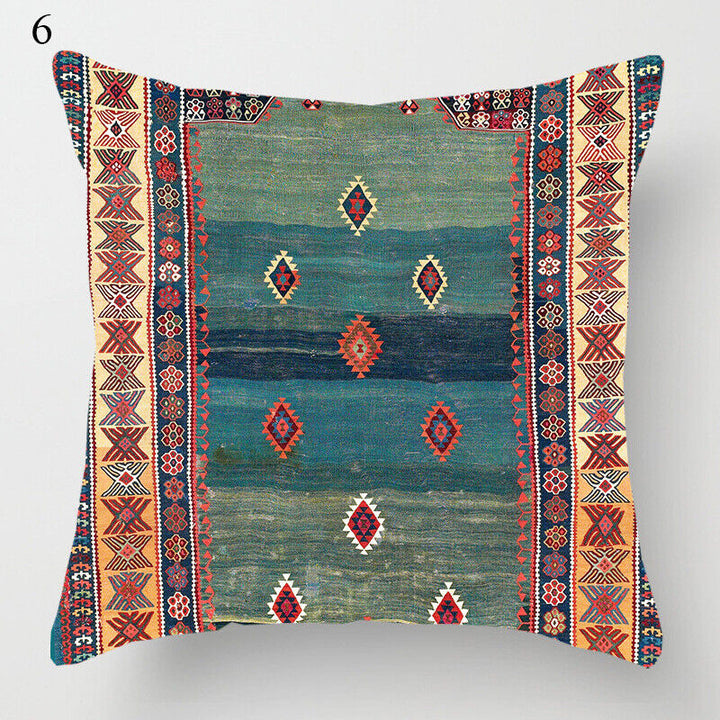 Etisk Boho Mandala Print Linned Pude Betræk Sofa Pude Cover Hjem Dekor