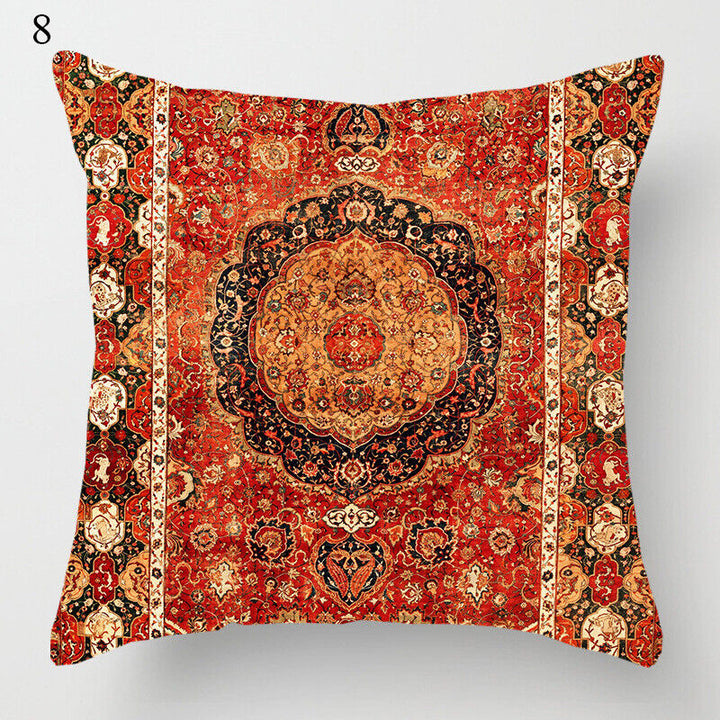 Etisk Boho Mandala Print Linned Pude Betræk Sofa Pude Cover Hjem Dekor
