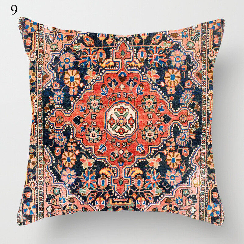 Etisk Boho Mandala Print Linned Pude Betræk Sofa Pude Cover Hjem Dekor