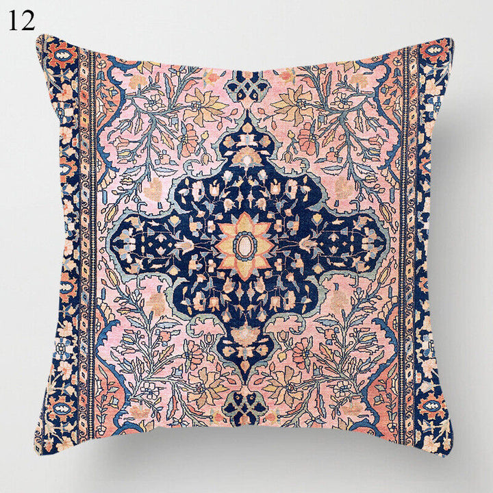 Etisk Boho Mandala Print Linned Pude Betræk Sofa Pude Cover Hjem Dekor
