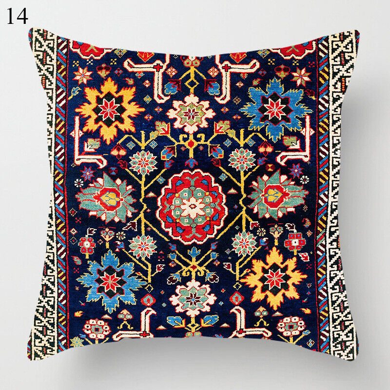 Etisk Boho Mandala Print Linned Pude Betræk Sofa Pude Cover Hjem Dekor