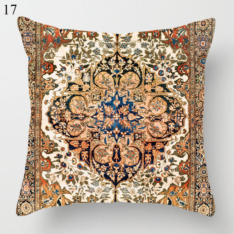 Etisk Boho Mandala Print Linned Pude Betræk Sofa Pude Cover Hjem Dekor