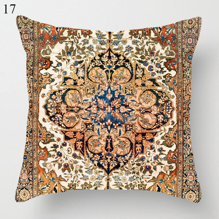 Etisk Boho Mandala Print Linned Pude Betræk Sofa Pude Cover Hjem Dekor