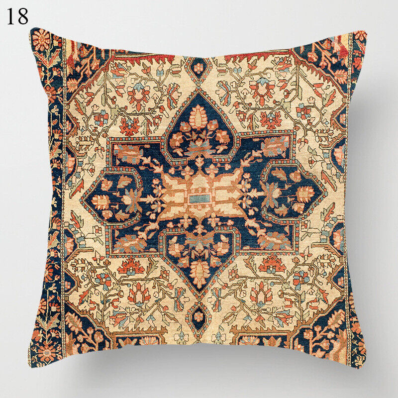 Etisk Boho Mandala Print Linned Pude Betræk Sofa Pude Cover Hjem Dekor