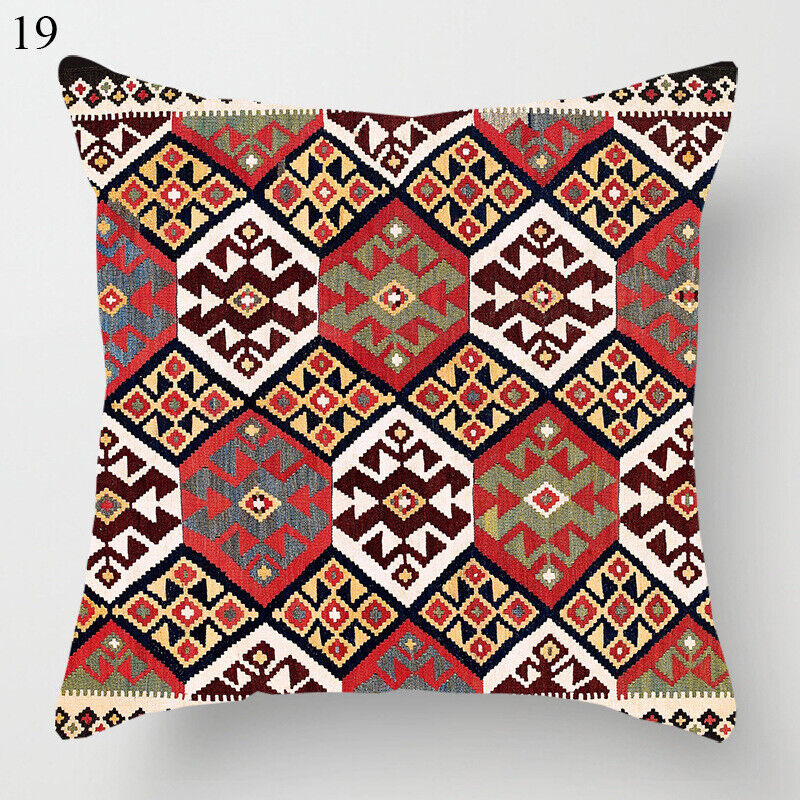 Etisk Boho Mandala Print Linned Pude Betræk Sofa Pude Cover Hjem Dekor