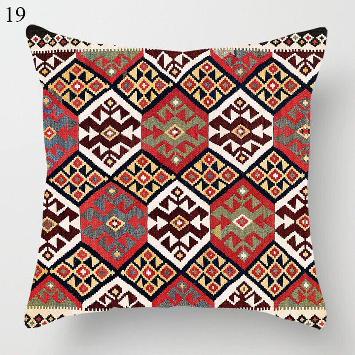 Etisk Boho Mandala Print Linned Pude Betræk Sofa Pude Cover Hjem Dekor