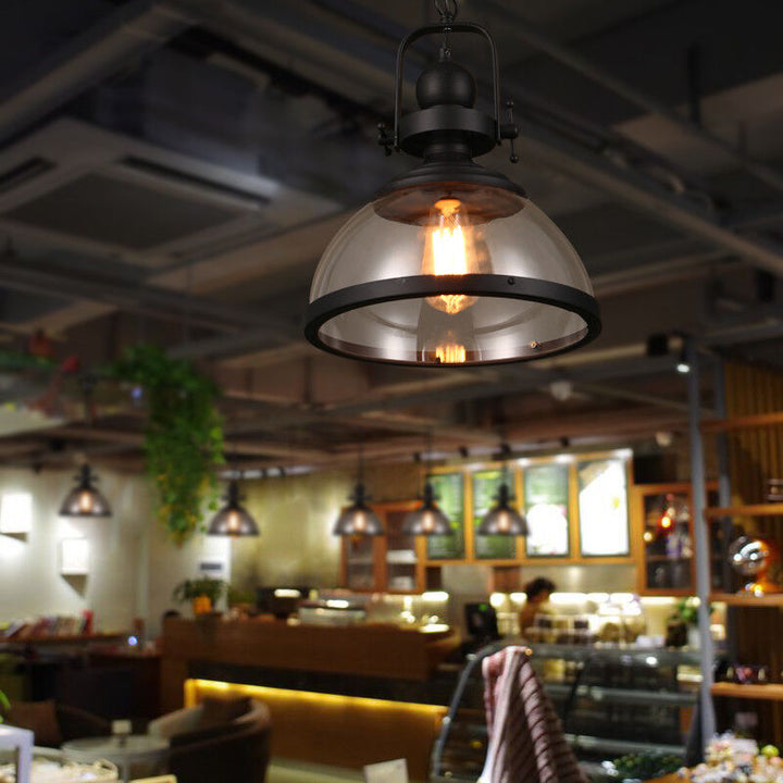 Antik Glas Jern Retro Industriel Kranse Pendel Loftlamper