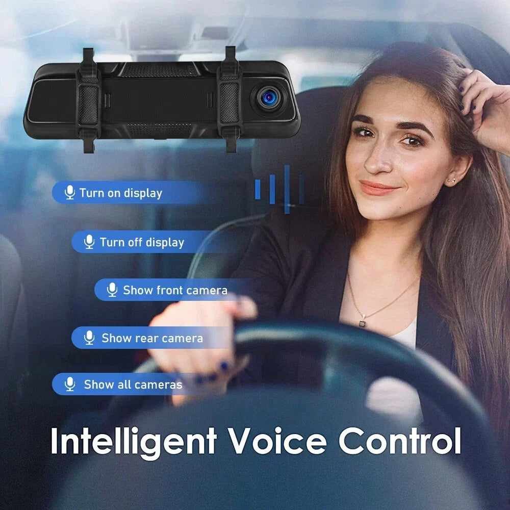 Bakspejl Dash Cam 4K Front &amp; Bag | CarPlay &amp; Smart Køreassistent