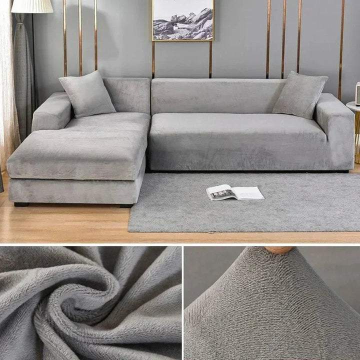 Samtlux Velvet Sofa Cover – Elegant Stretch Fit for Luxurious Comfort and Protection