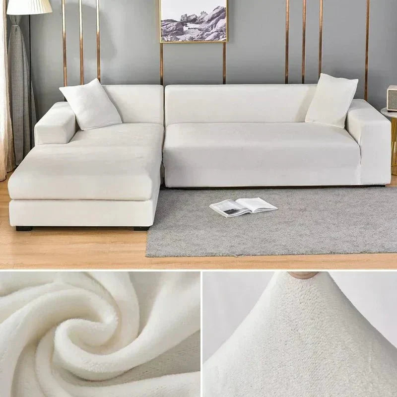 Samtlux Velvet Sofa Cover – Elegant Stretch Fit for Luxurious Comfort and Protection