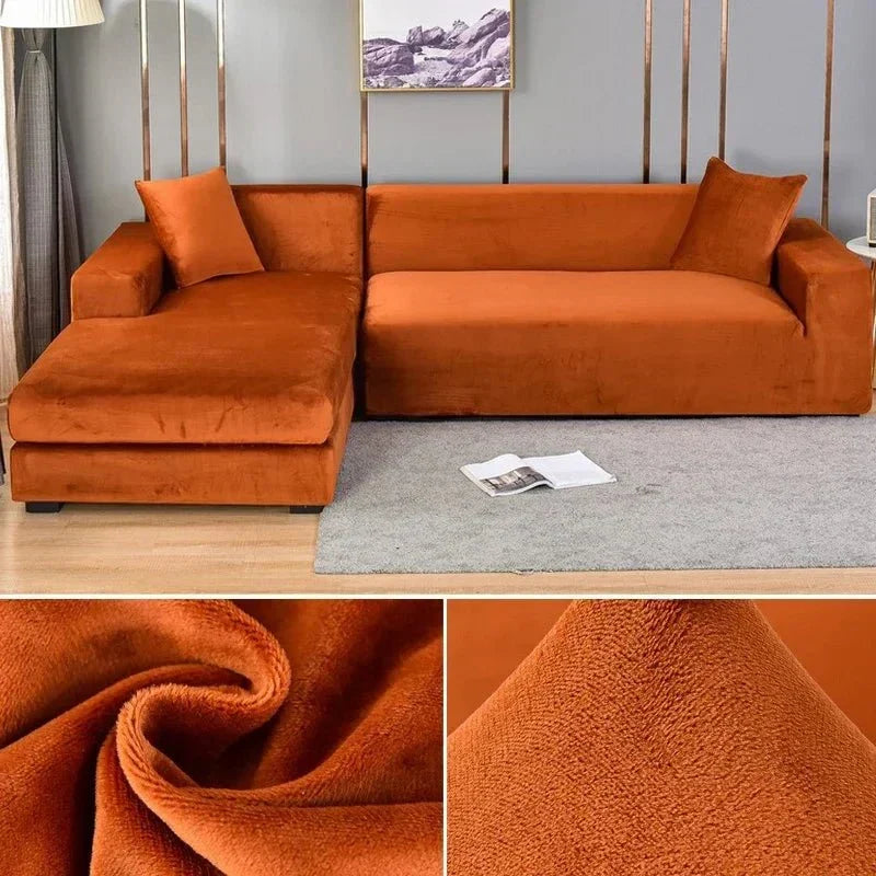 Samtlux Velvet Sofa Cover – Elegant Stretch Fit for Luxurious Comfort and Protection