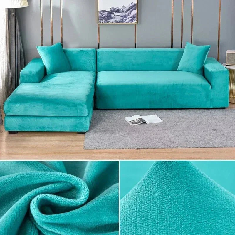 Samtlux Velvet Sofa Cover – Elegant Stretch Fit for Luxurious Comfort and Protection