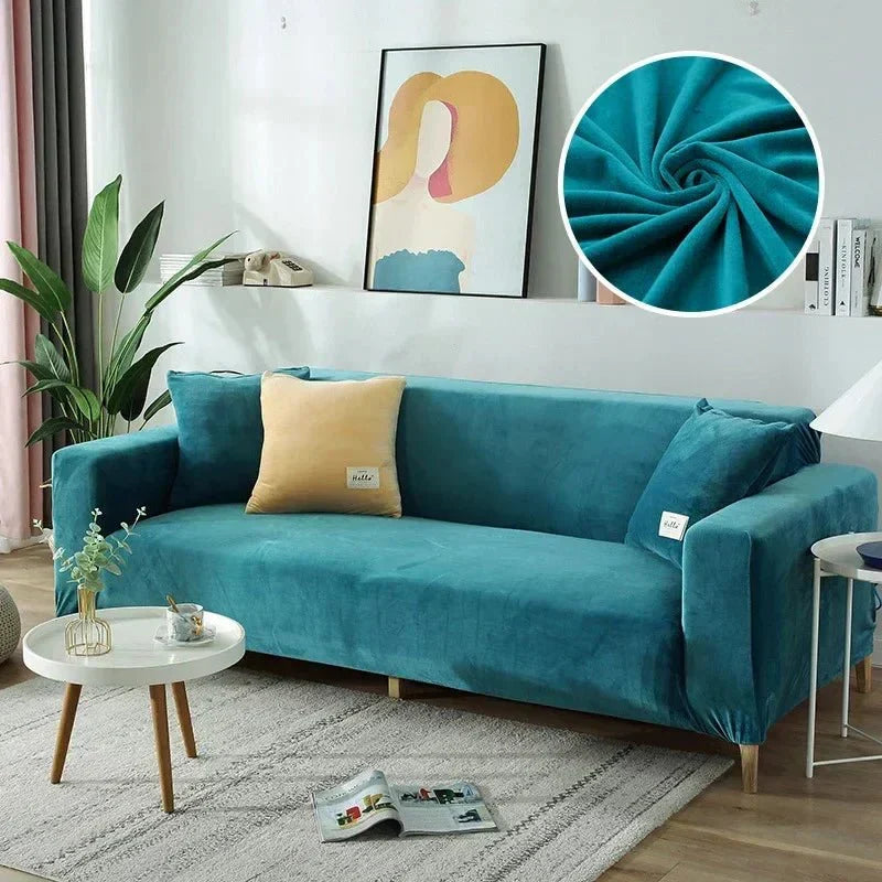 Samtlux Velvet Sofa Cover – Elegant Stretch Fit for Luxurious Comfort and Protection