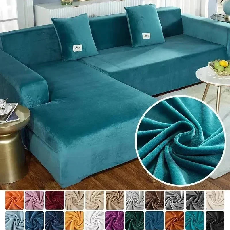 Samtlux Velvet Sofa Cover – Elegant Stretch Fit for Luxurious Comfort and Protection