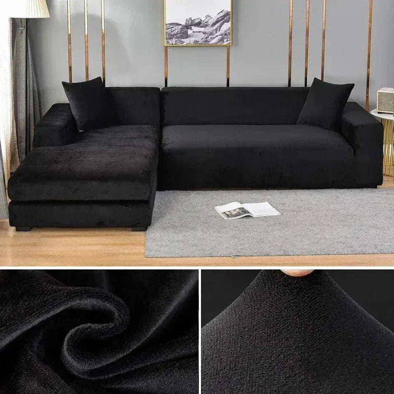 Samtlux Velvet Sofa Cover – Elegant Stretch Fit for Luxurious Comfort and Protection