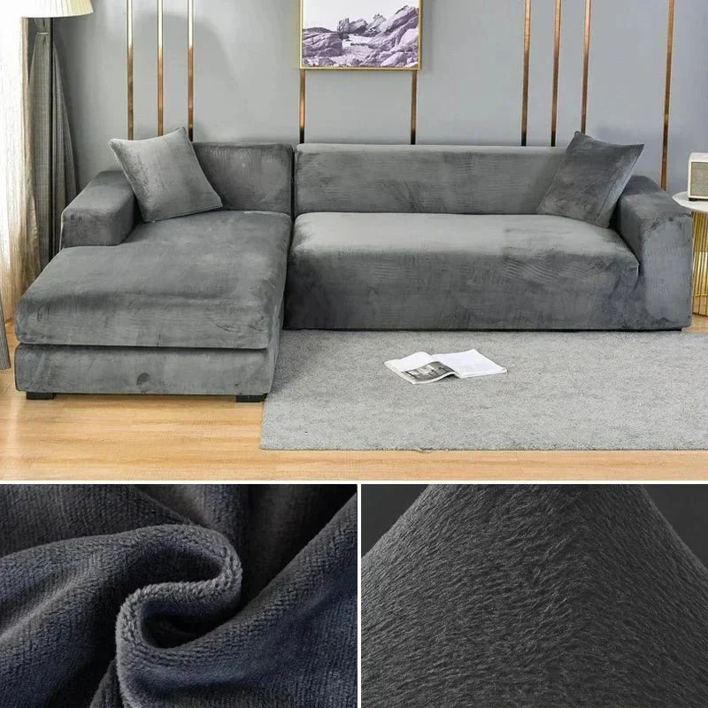 Samtlux Velvet Sofa Cover – Elegant Stretch Fit for Luxurious Comfort and Protection