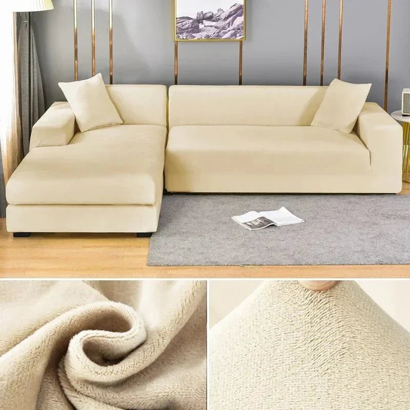 Samtlux Velvet Sofa Cover – Elegant Stretch Fit for Luxurious Comfort and Protection