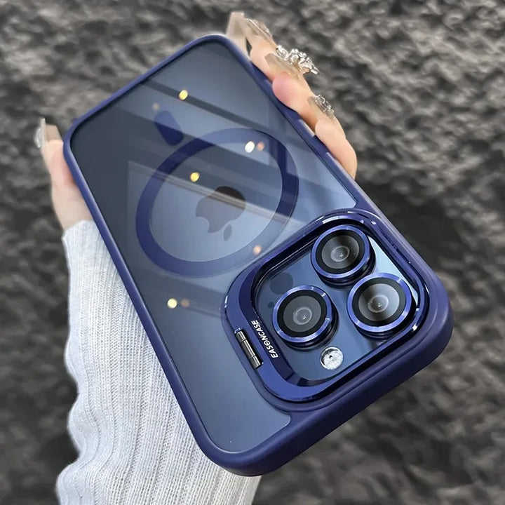 Stødabsorberende magnetisk telefonskal med glaslinsebeskytter &amp; stativ – 1+1 GRATIS