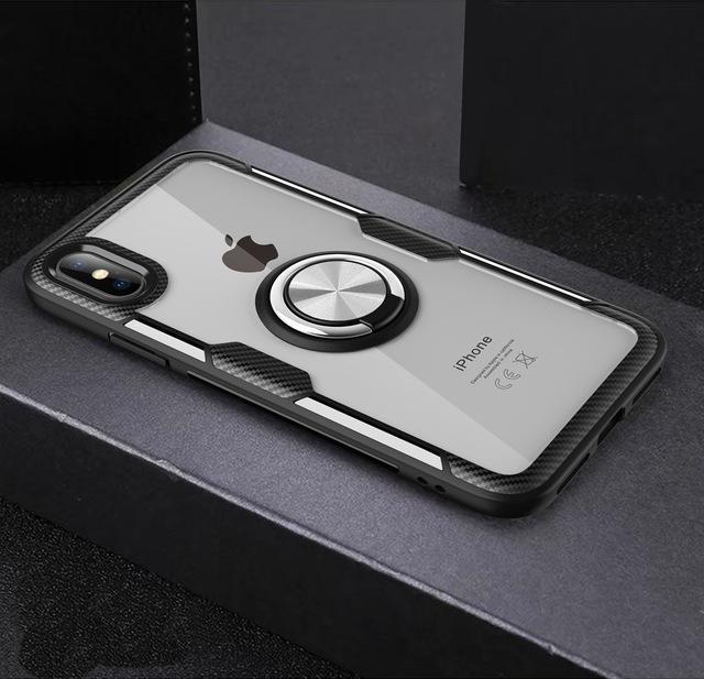 Magnetisk Ring Carbon Fiber iPhone Cover