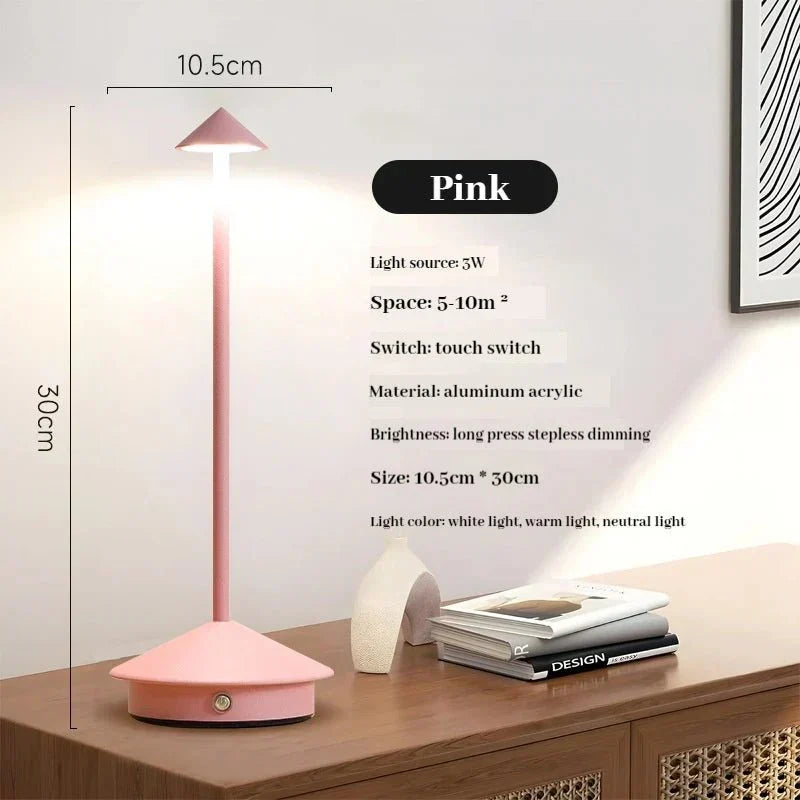 Elegant genopladelig metal bordlampe