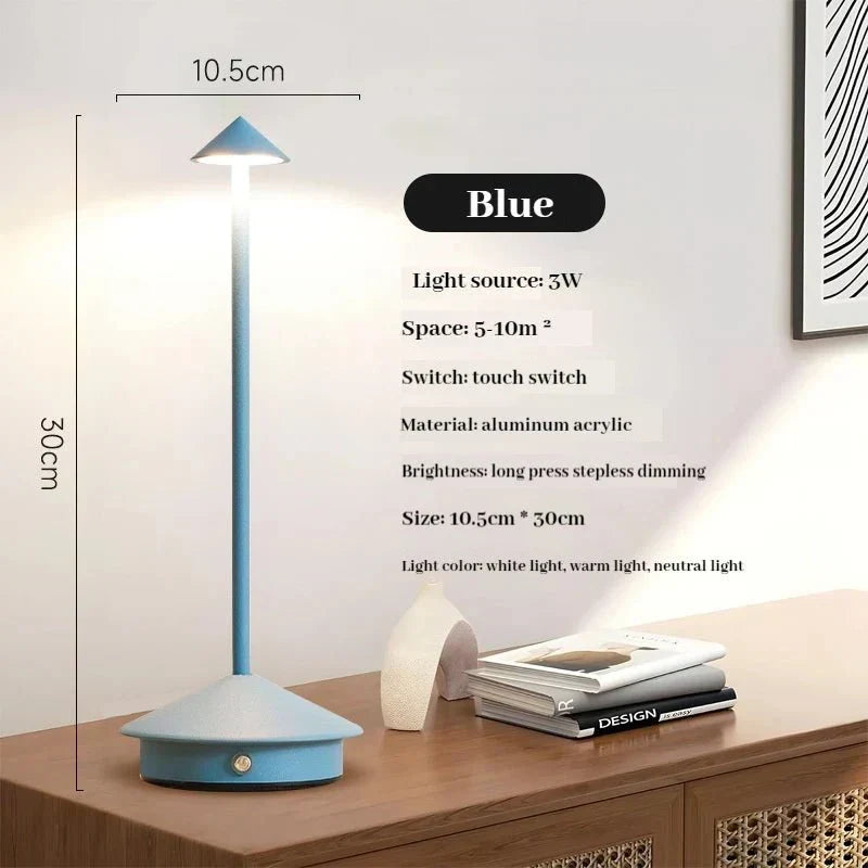 Elegant genopladelig metal bordlampe