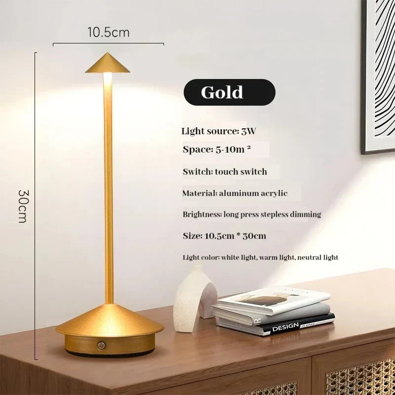 Elegant genopladelig metal bordlampe