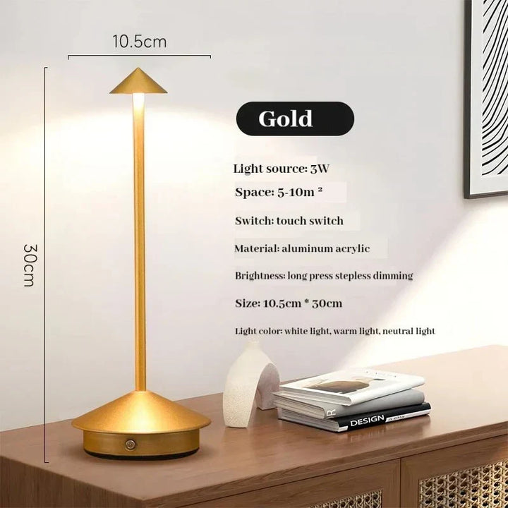 Elegant genopladelig metal bordlampe