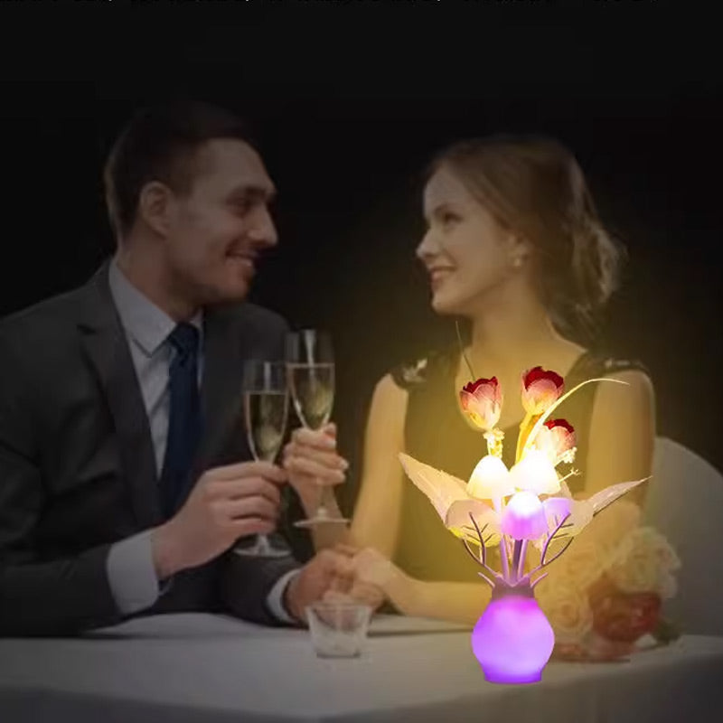 LED natlys i form af simulerede blomster med intelligent kontrol til soveværelset