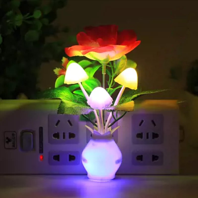 LED natlys i form af simulerede blomster med intelligent kontrol til soveværelset