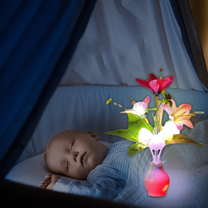 LED natlys i form af simulerede blomster med intelligent kontrol til soveværelset