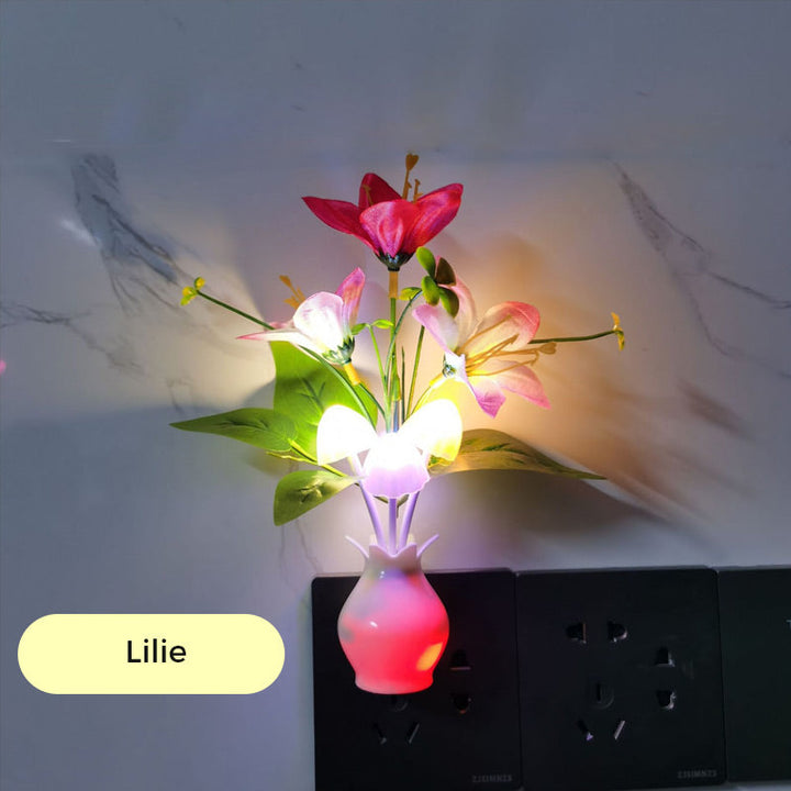 LED natlys i form af simulerede blomster med intelligent kontrol til soveværelset