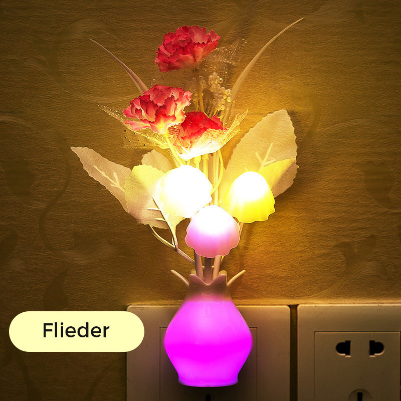 LED natlys i form af simulerede blomster med intelligent kontrol til soveværelset