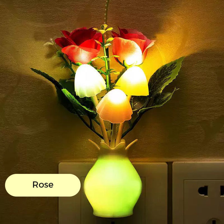 LED natlys i form af simulerede blomster med intelligent kontrol til soveværelset