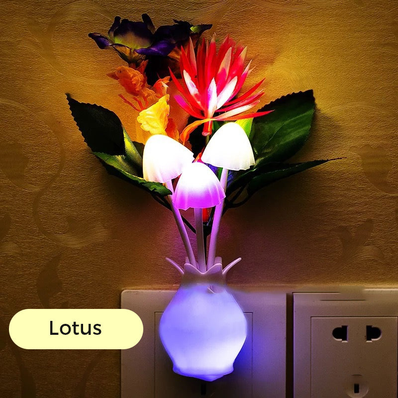 LED natlys i form af simulerede blomster med intelligent kontrol til soveværelset