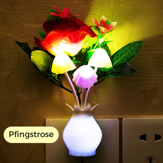 LED natlys i form af simulerede blomster med intelligent kontrol til soveværelset