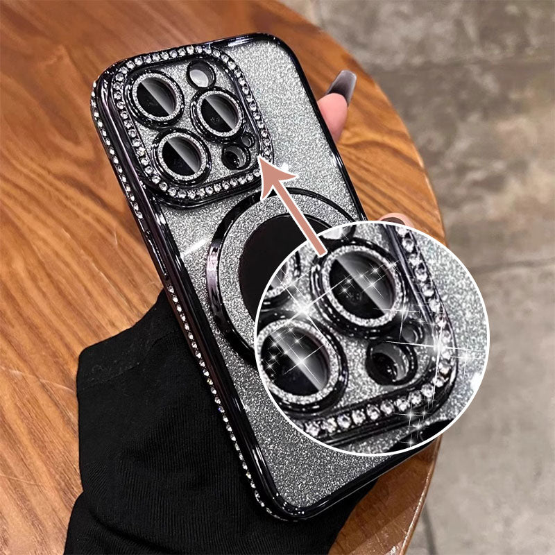 Telefoncover med Spejl Magnetisk Stativ Glitter