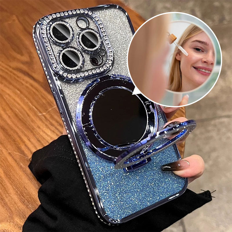 Telefoncover med Spejl Magnetisk Stativ Glitter