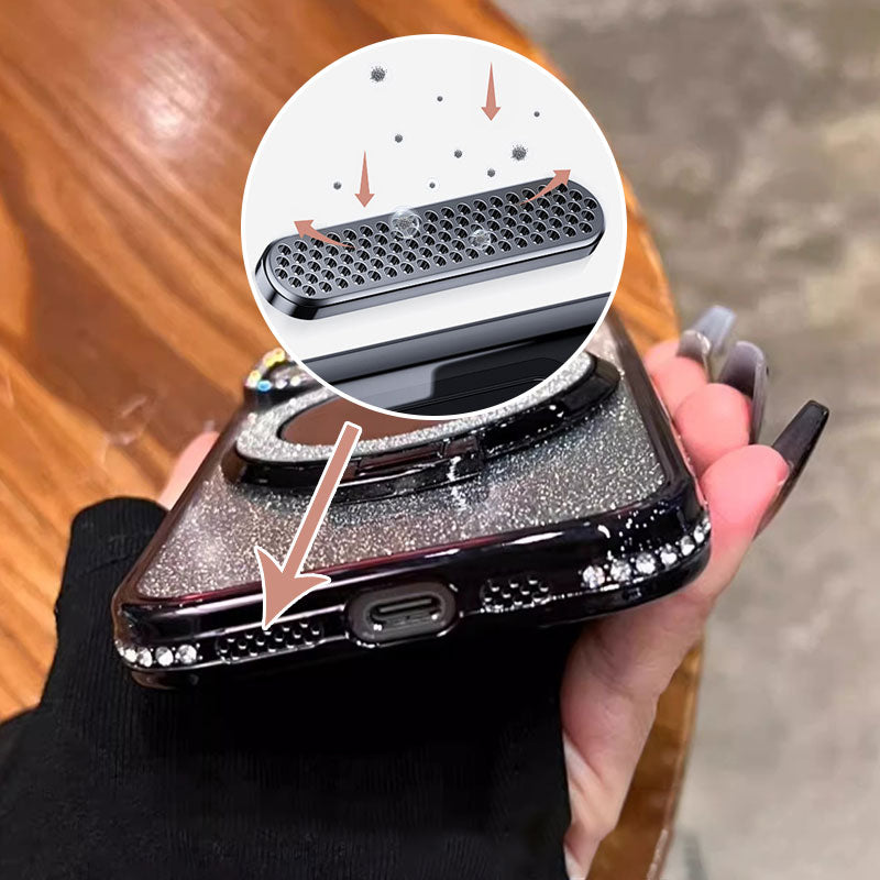 Telefoncover med Spejl Magnetisk Stativ Glitter