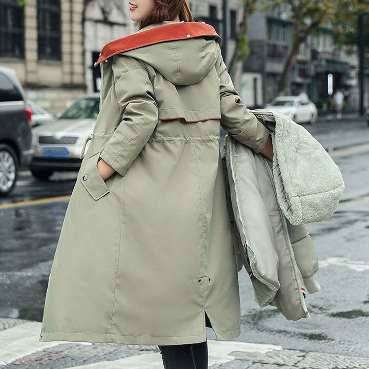 Vinterjakke med hætte og pelskrave, casual parka til kvinder