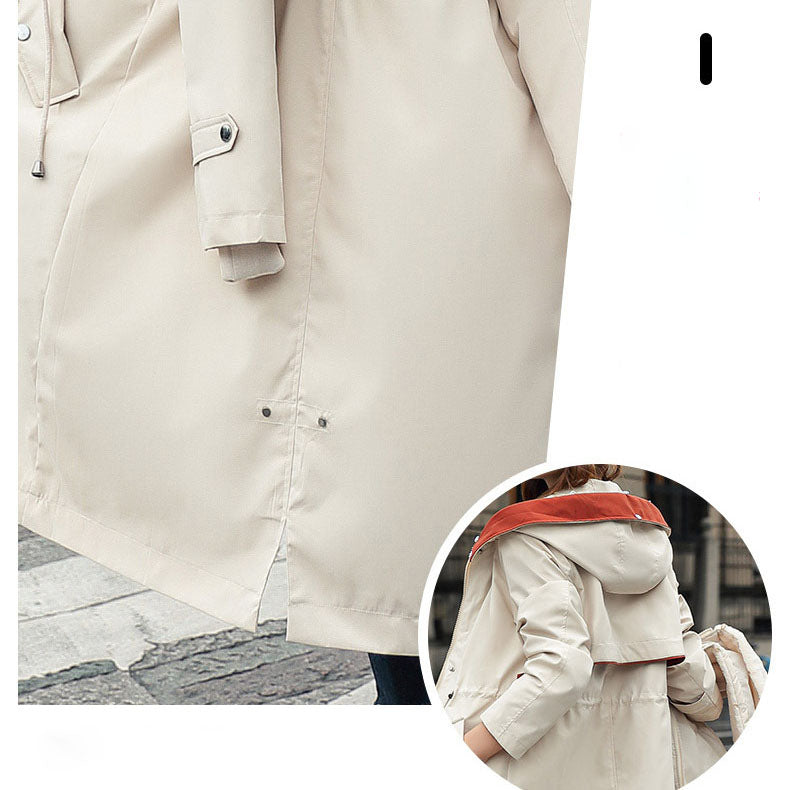 Vinterjakke med hætte og pelskrave, casual parka til kvinder