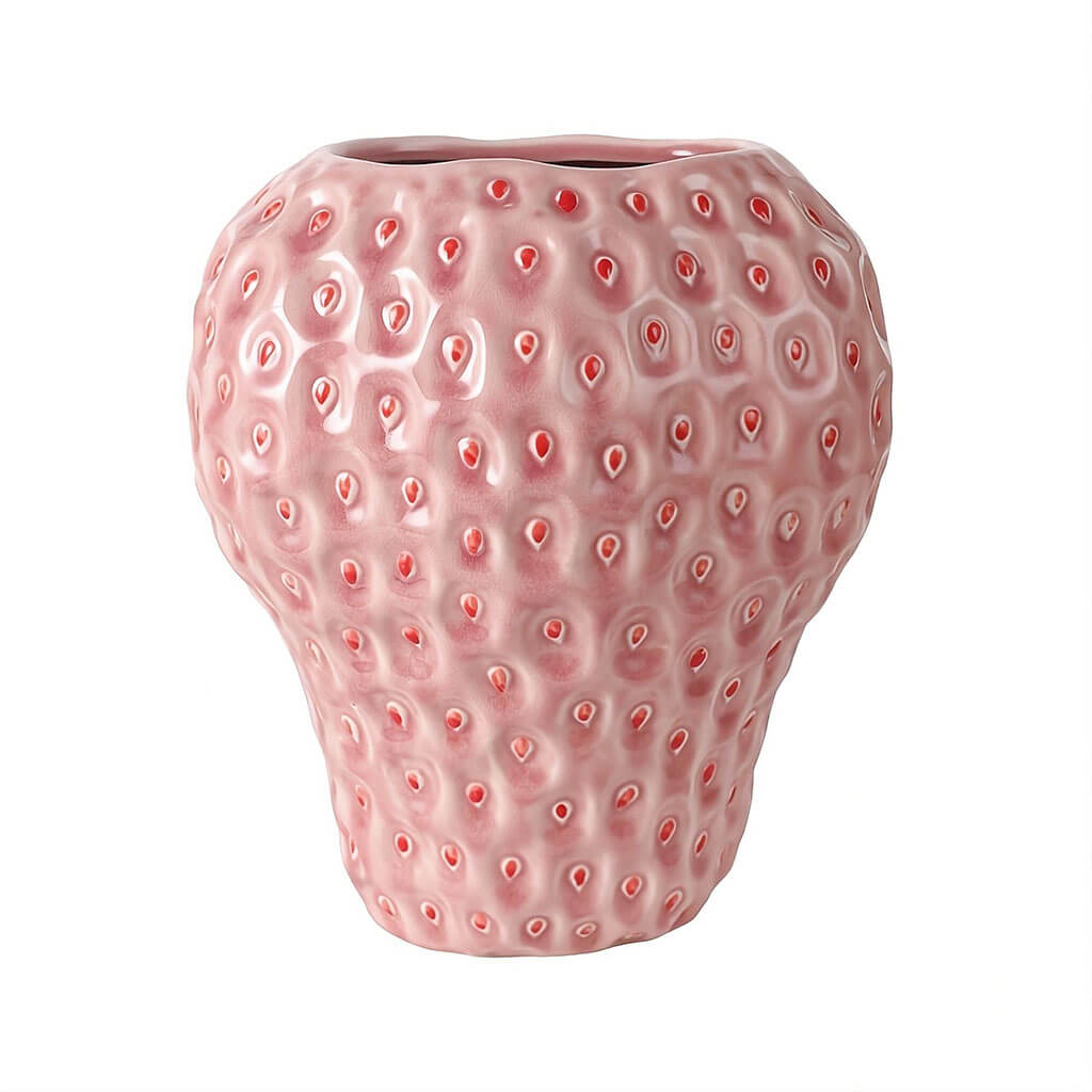 Jordbærformet keramisk vase