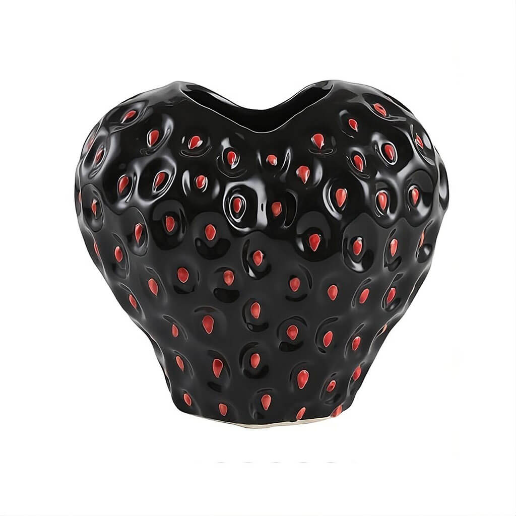 Jordbærformet keramisk vase
