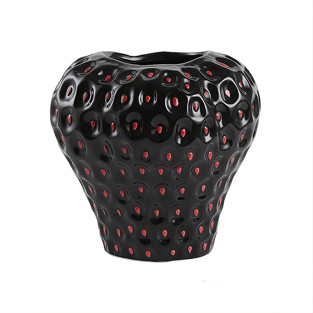 Jordbærformet keramisk vase