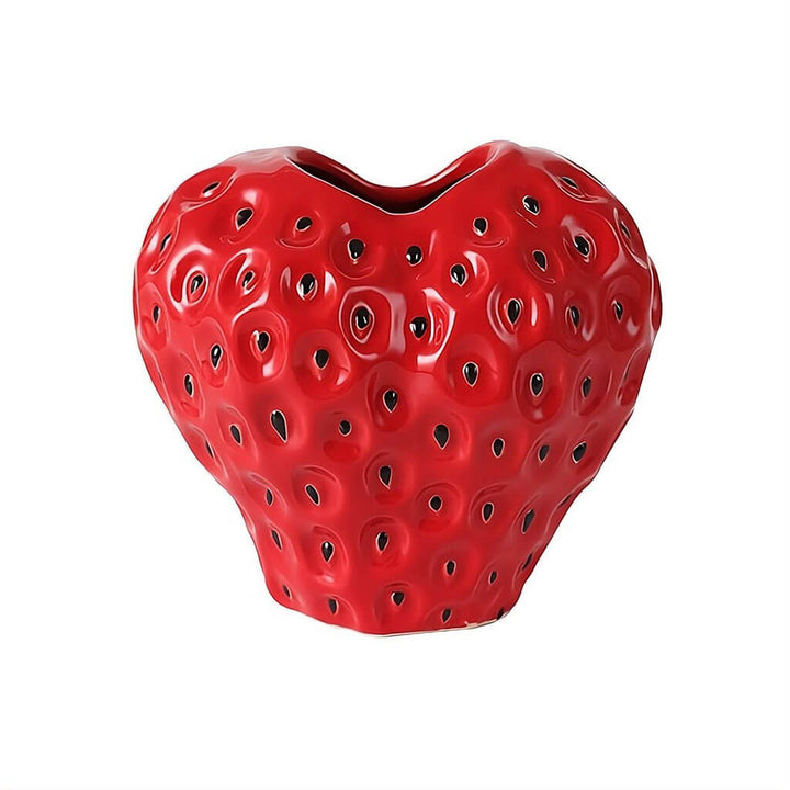 Jordbærformet keramisk vase
