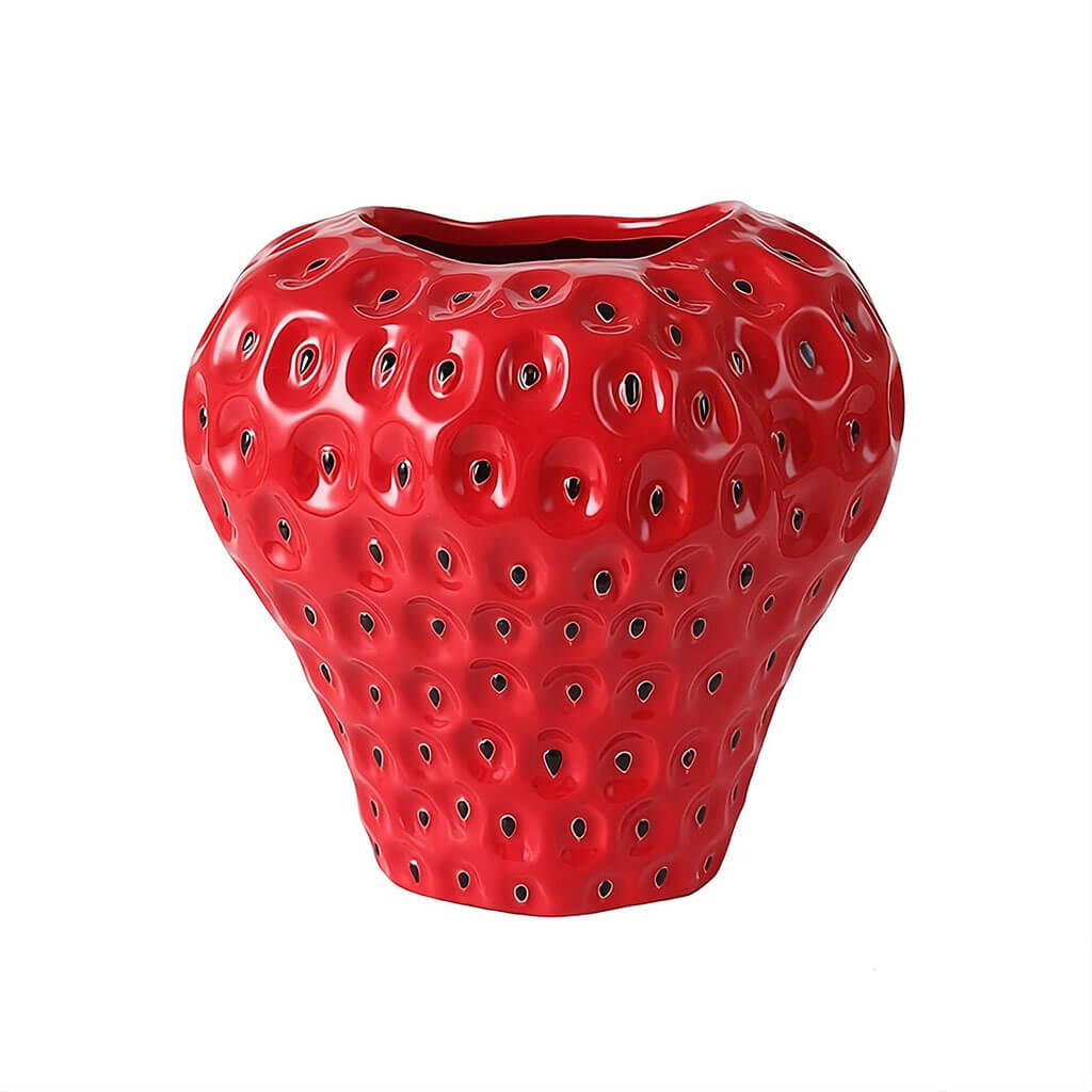 Jordbærformet keramisk vase