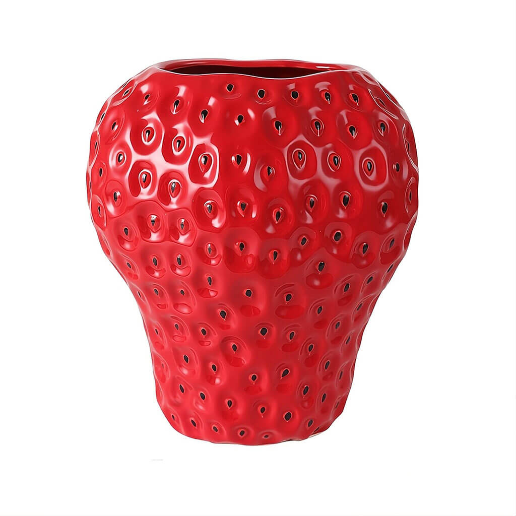 Jordbærformet keramisk vase