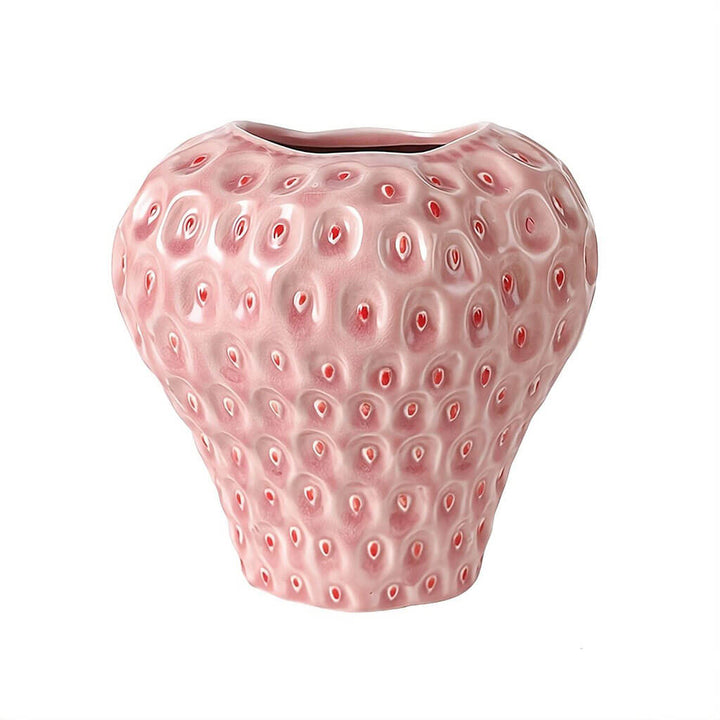 Jordbærformet keramisk vase