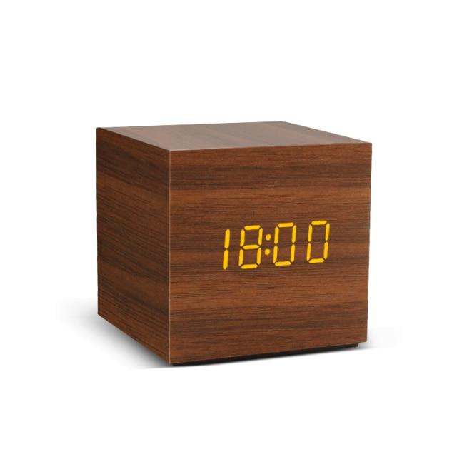 Træ Minimalistisk LED Vækkeur