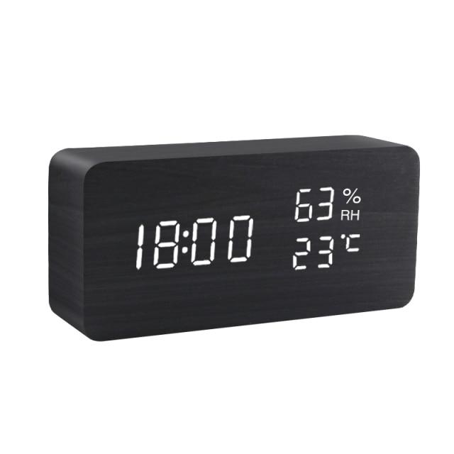 Træ Minimalistisk LED Vækkeur