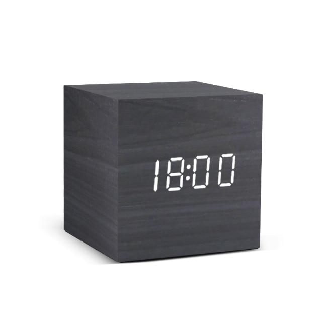 Træ Minimalistisk LED Vækkeur